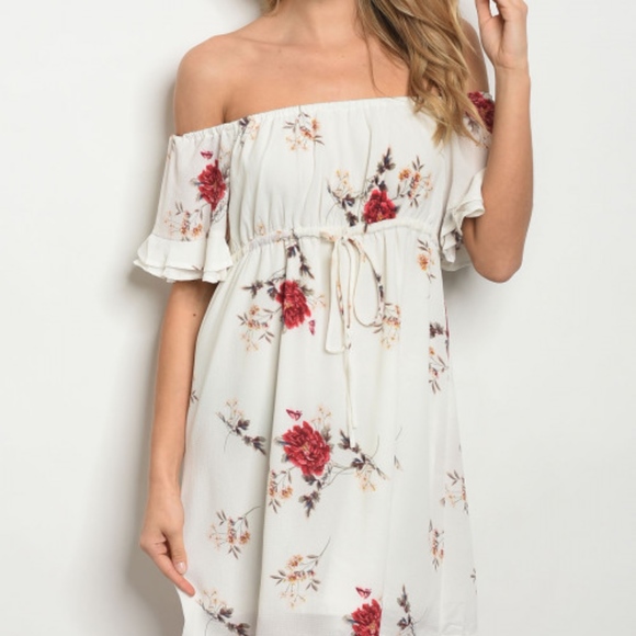 GIRLY & FLIRTY OFF SHOULDER FLORAL PRINT DRESS - Picture 3 of 8
